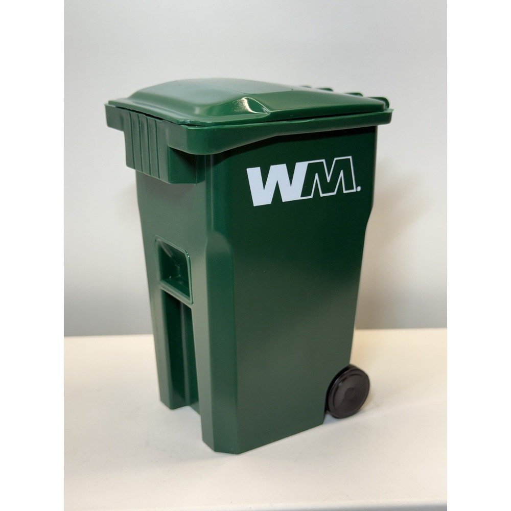 WM Waste Management Mini Trash Can DUMPSTER Collector Desk Pen Holder 5"